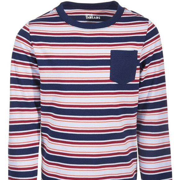 Epic Threads Little Boys Striped Pocket T-shirt Size 4T Pullover Long Sleeves - Picture 1 of 7